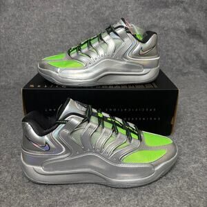 Nike KD18 EYBL Metallic Silver Neon Green Basketball Shoes Mens Size 8.5 US